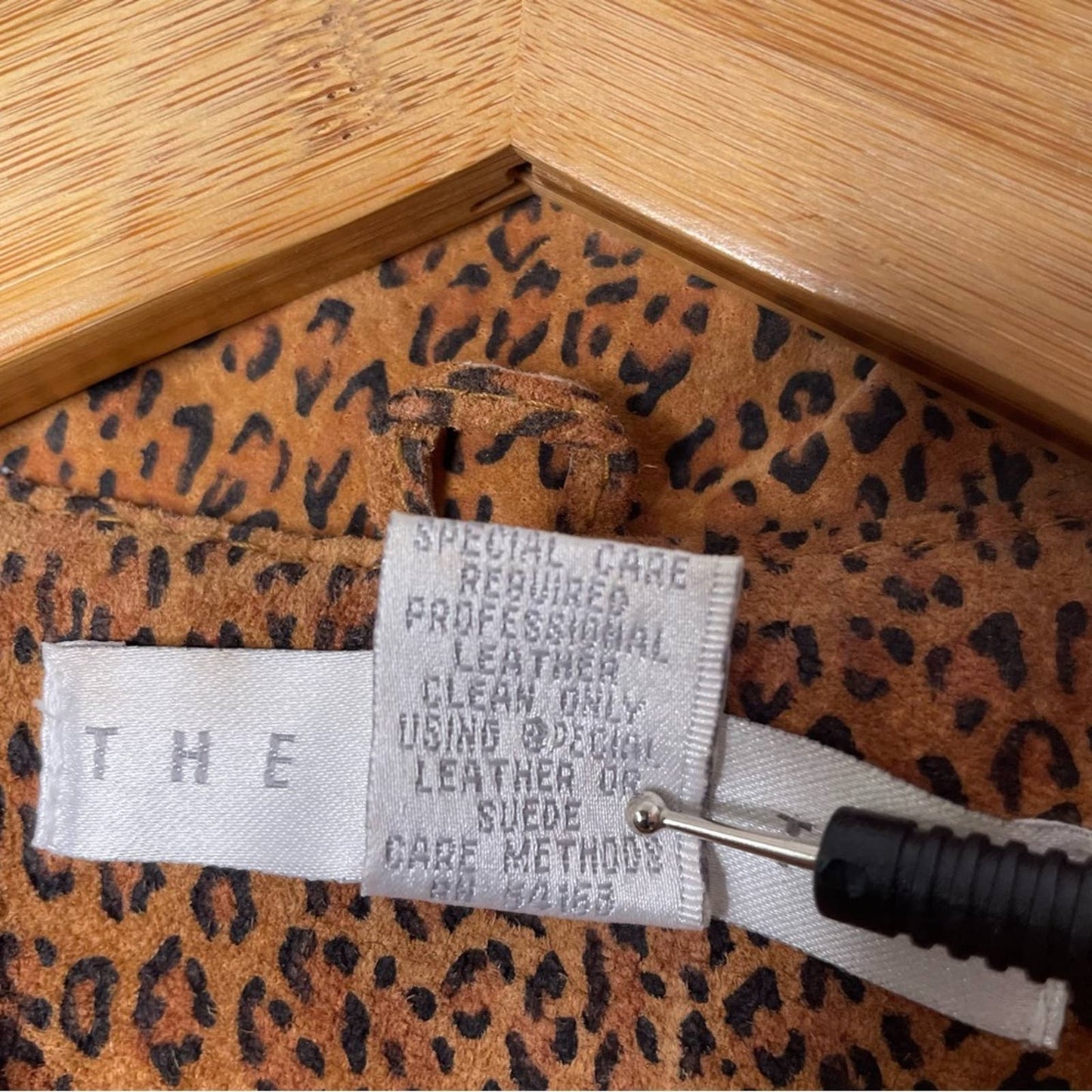 Vintage Suede Leopard Print Jacket Brown Tan Pearl Button S