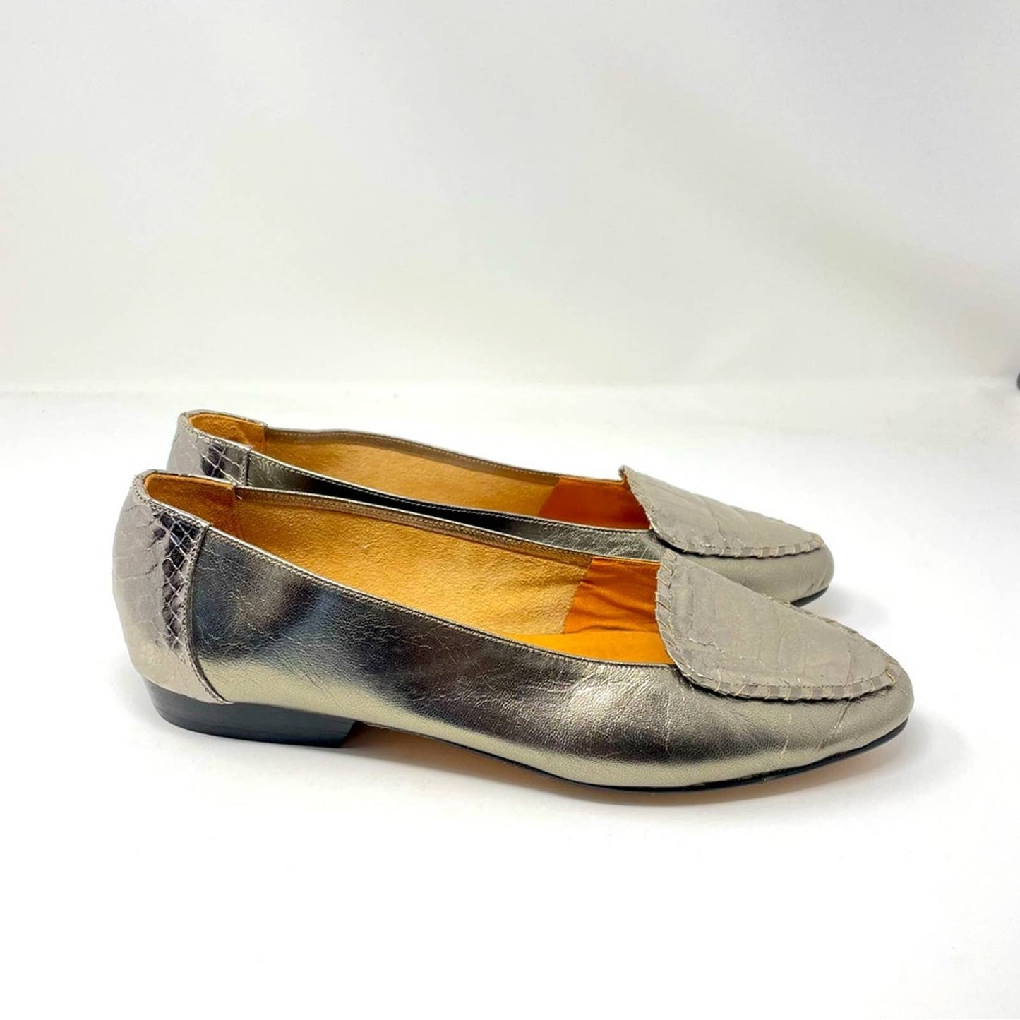 Vintage Silver Leather Loafers Slip Ons Nordstrom 7