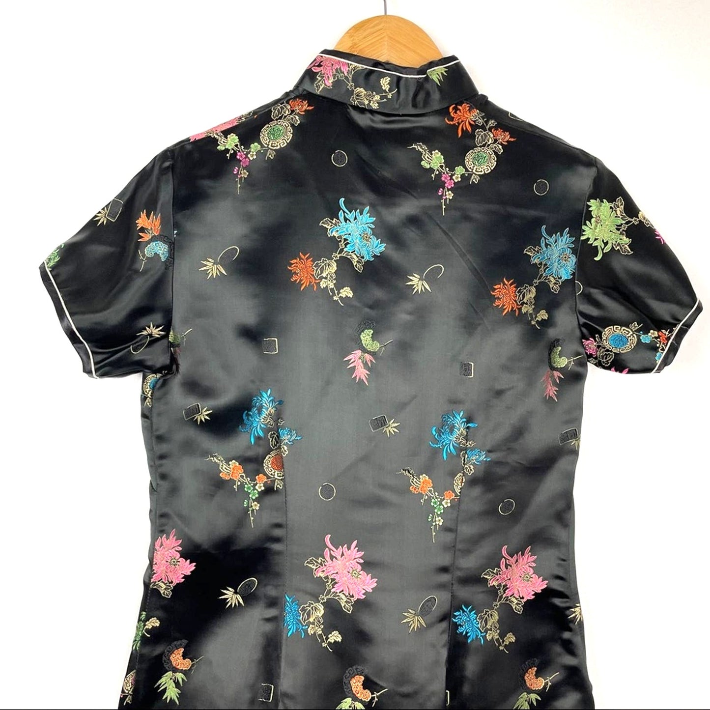 Vintage | Black Silky Cheongsam Dress Asian Style Evening Dress