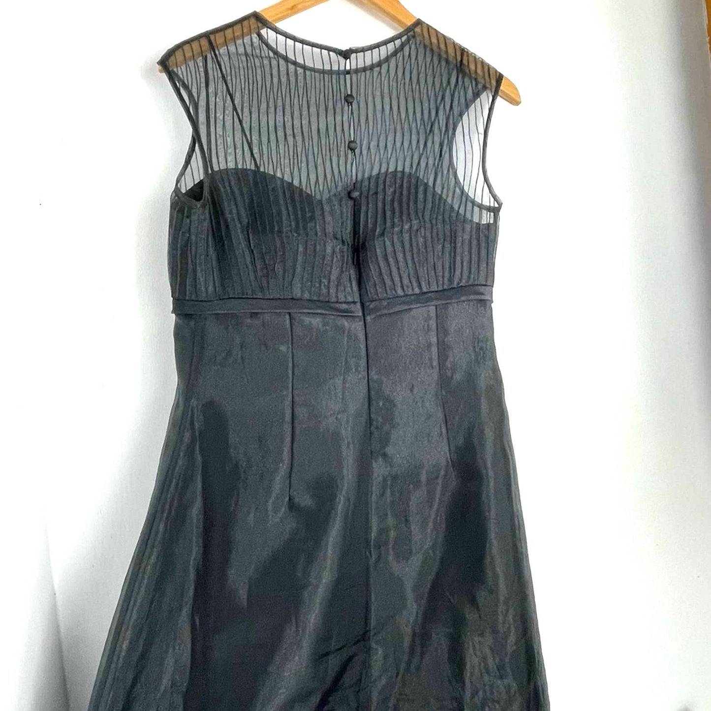 Vintage Black Cocktail Dress with Bow Sheer Top 8