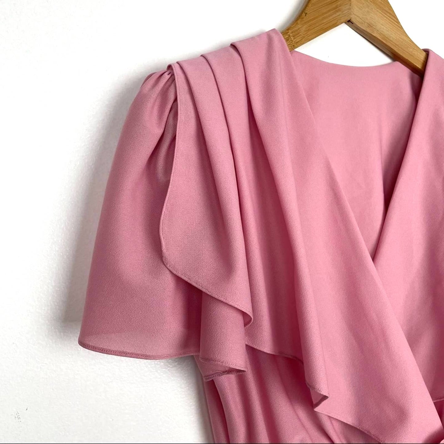 Vintage | 70s Pink Draped Dress Grecian Style Movable Flower