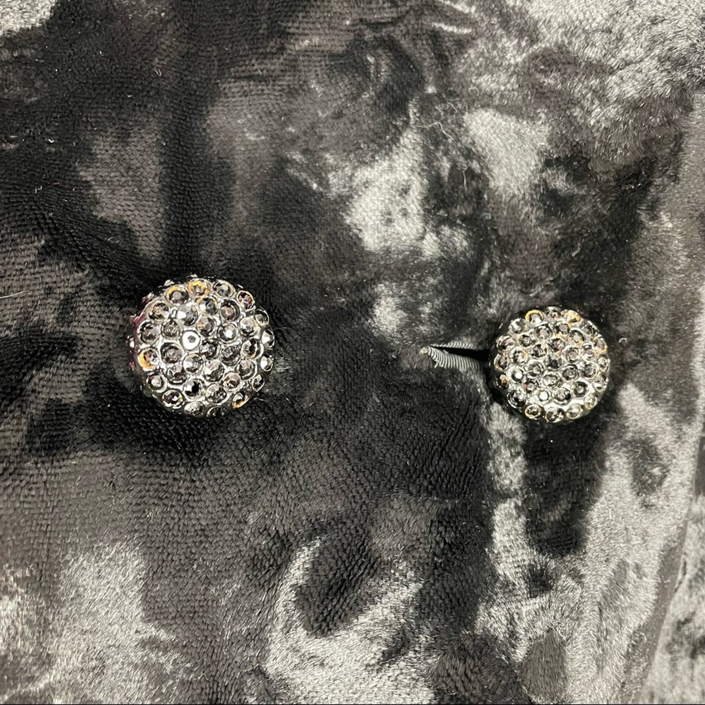 Vintage Black Faux Fur Jacket Rhinestone Buttons Borella Fur