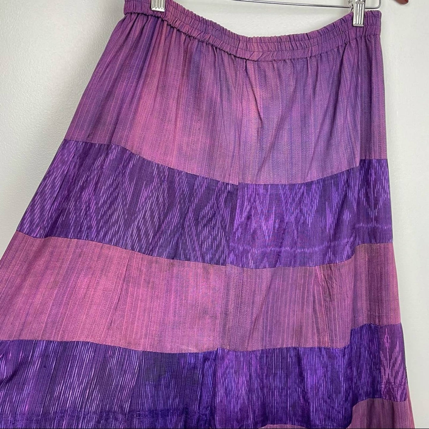 Vintage Long Purple Quilted Skirt Rosettes Patchwork