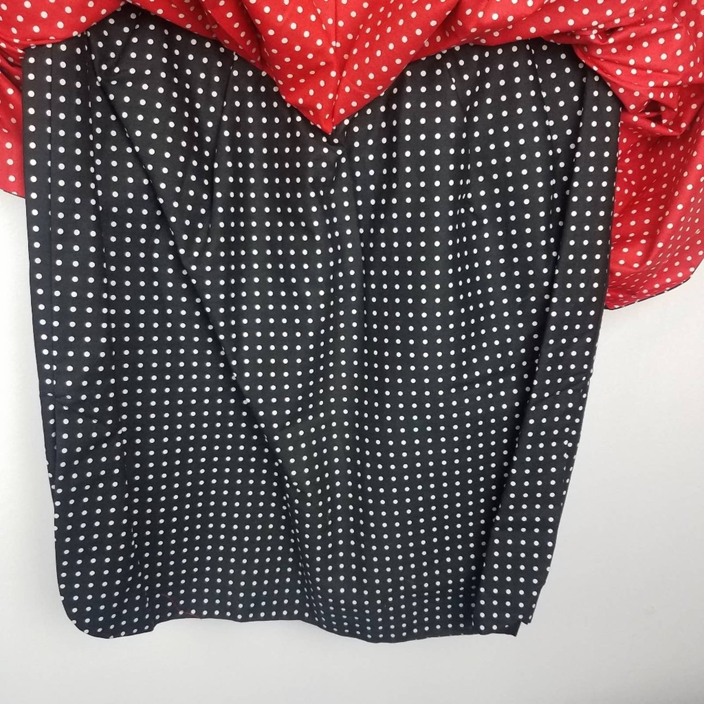 Vintage | Red & Black Polka Dot Dress Bustle Skirt 1980s