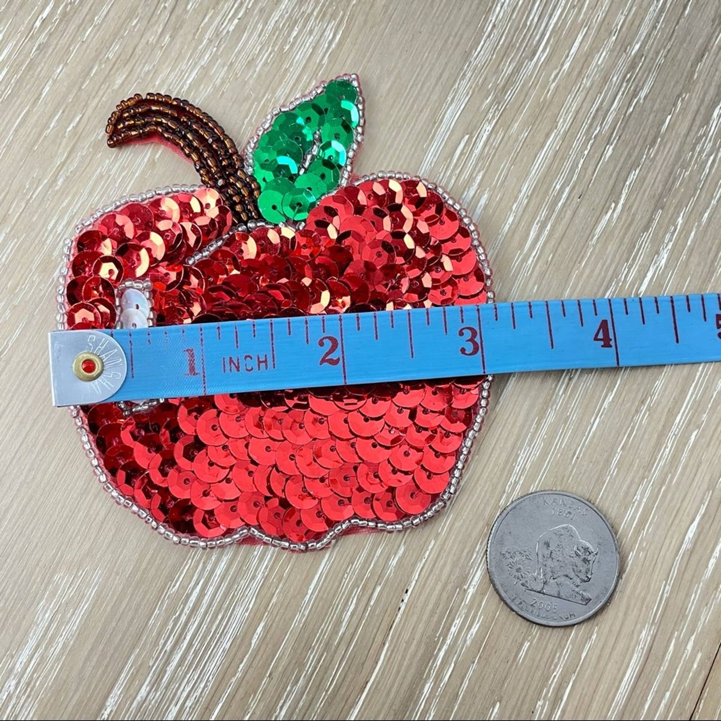 Vintage Sequin Apple Pin Embellishment Patch