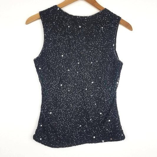 Vintage Laurence Kezar | Beaded Sequin Black Tank