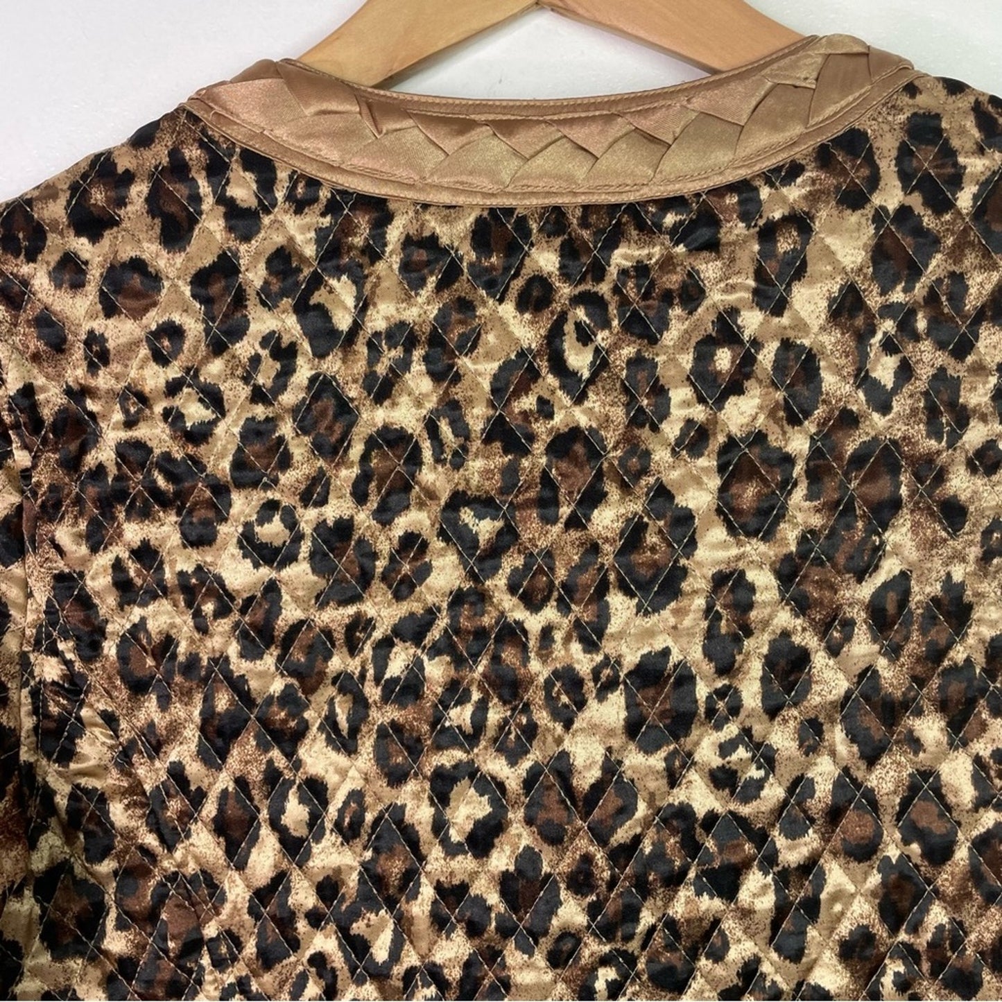 Leopard Print Quilted Jacket Bronze Reversible