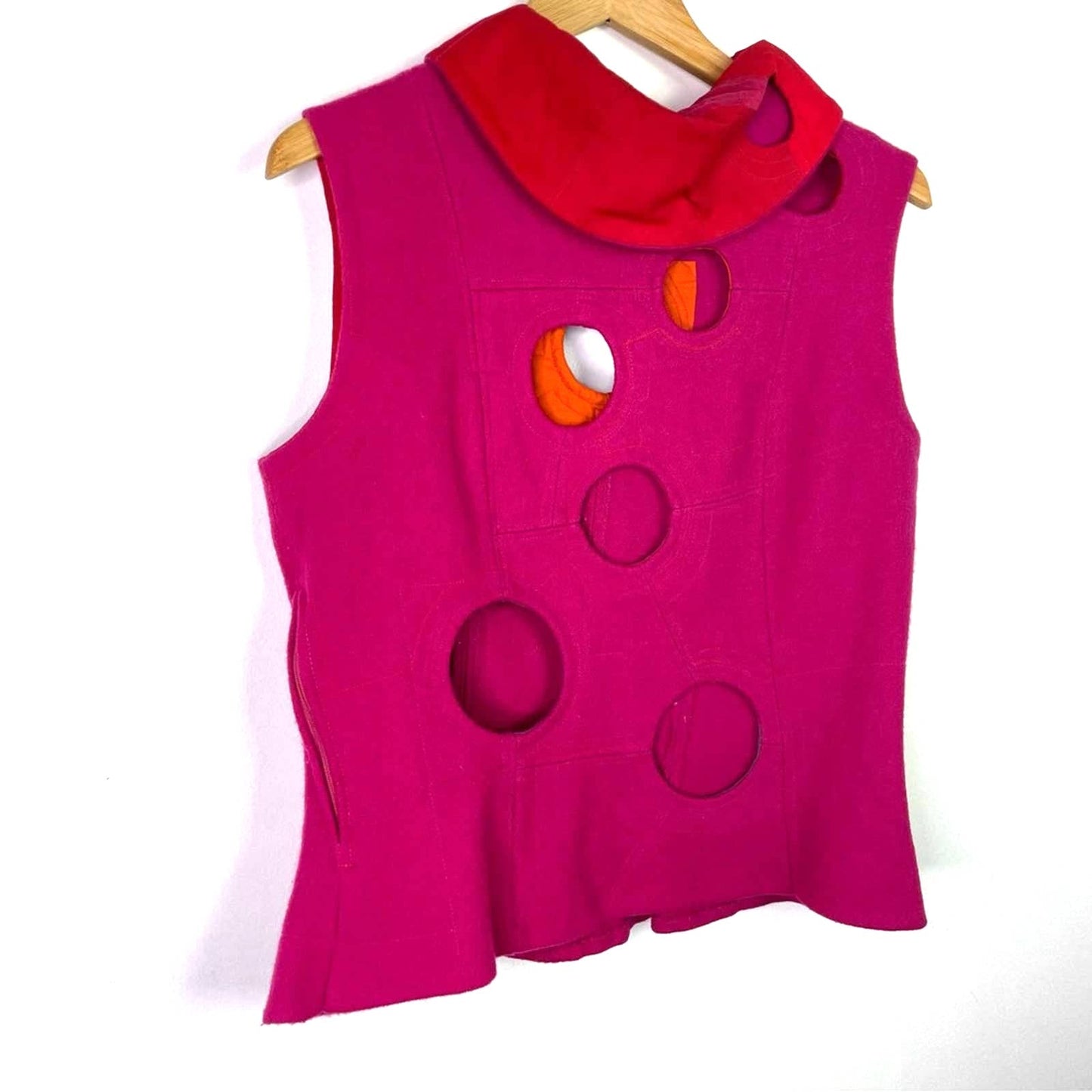 Pink and Red Top Unique Futuristic Bright Tank Top Felt Structured