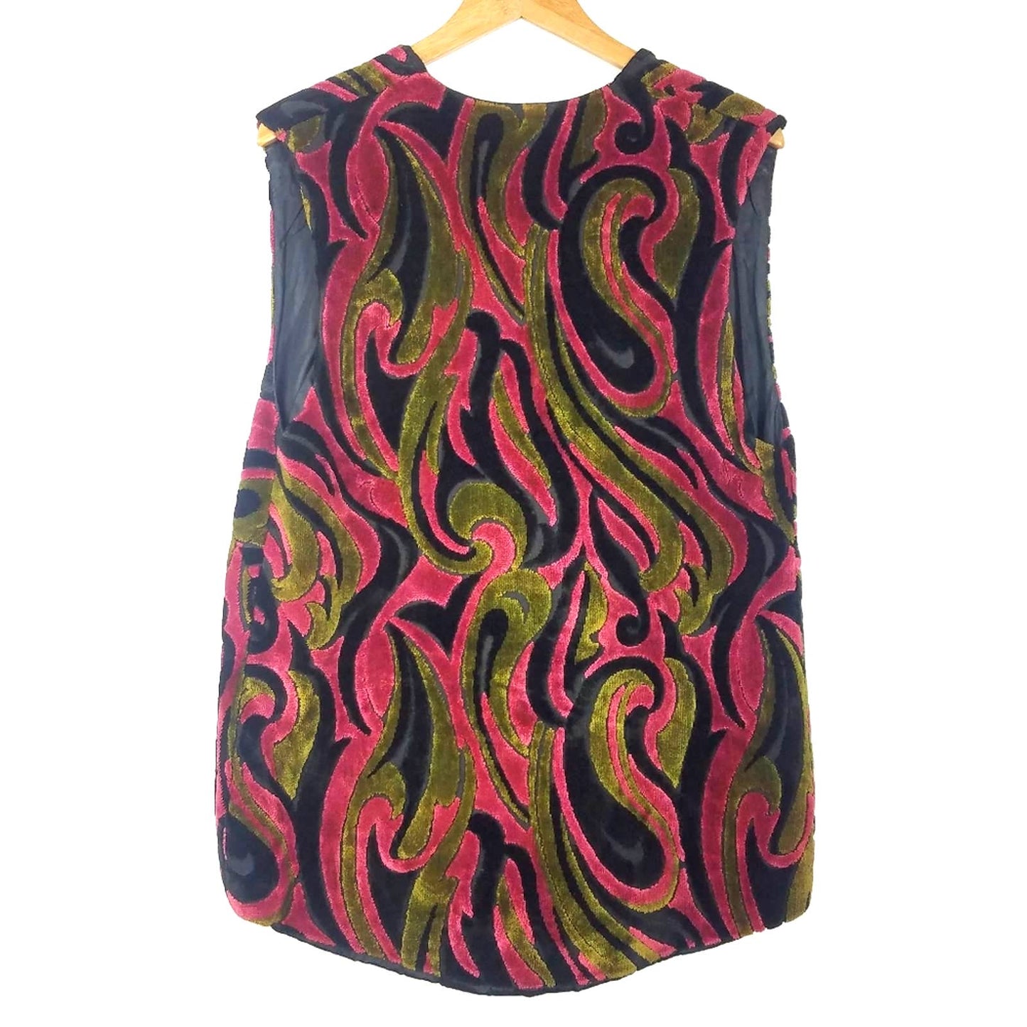 S. Eisenberg | Vintage Velvet Psychedelic Vest Pink Green 1960s Bohemian