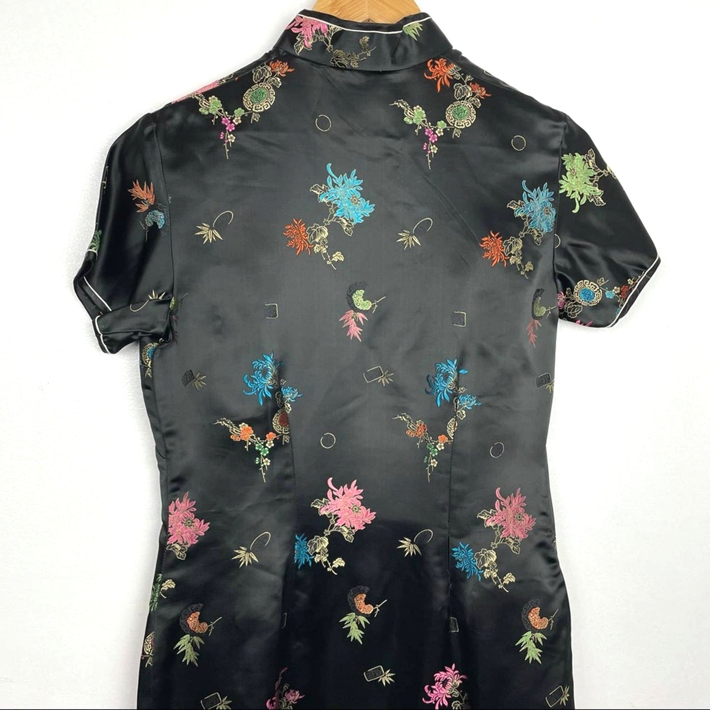 Vintage | Black Silky Cheongsam Dress Asian Style Evening Dress