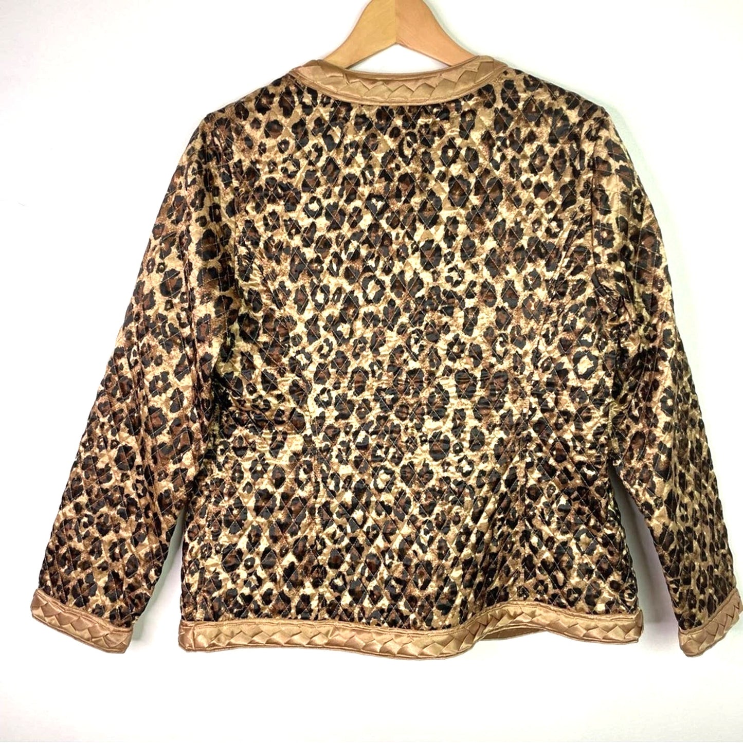 Leopard Print Quilted Jacket Bronze Reversible
