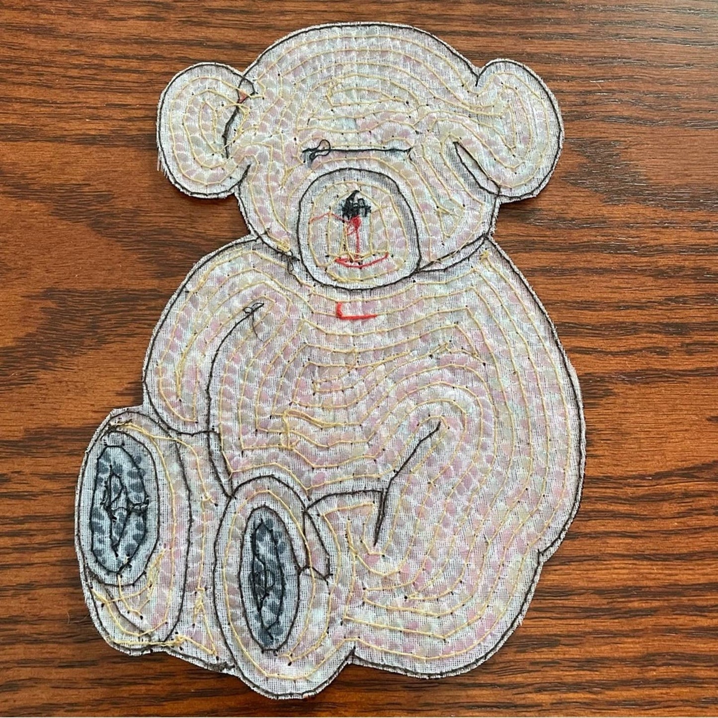 Vintage | Teddy Bear Sequin Patch Embellishment Brown