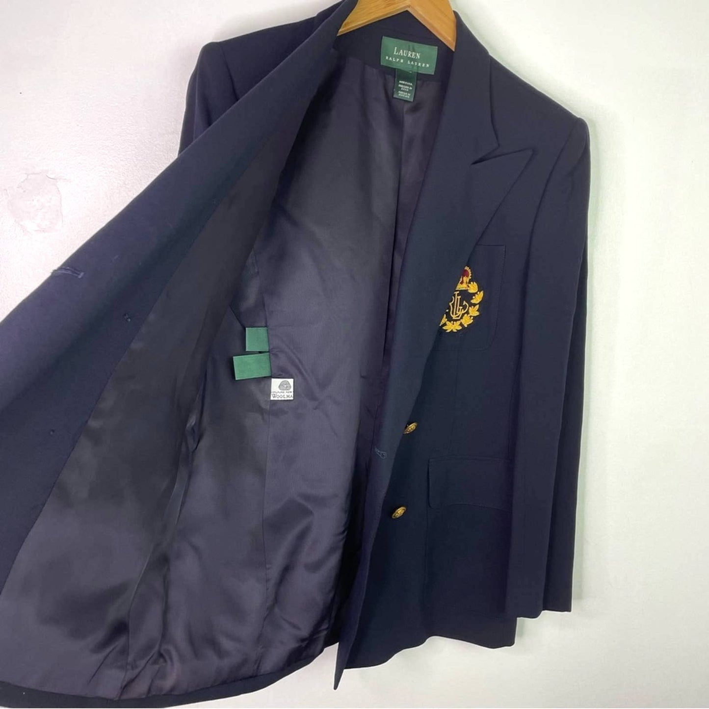 Ralph Lauren | Vintage Navy Blue Blazer Double Breasted Wool Emblem