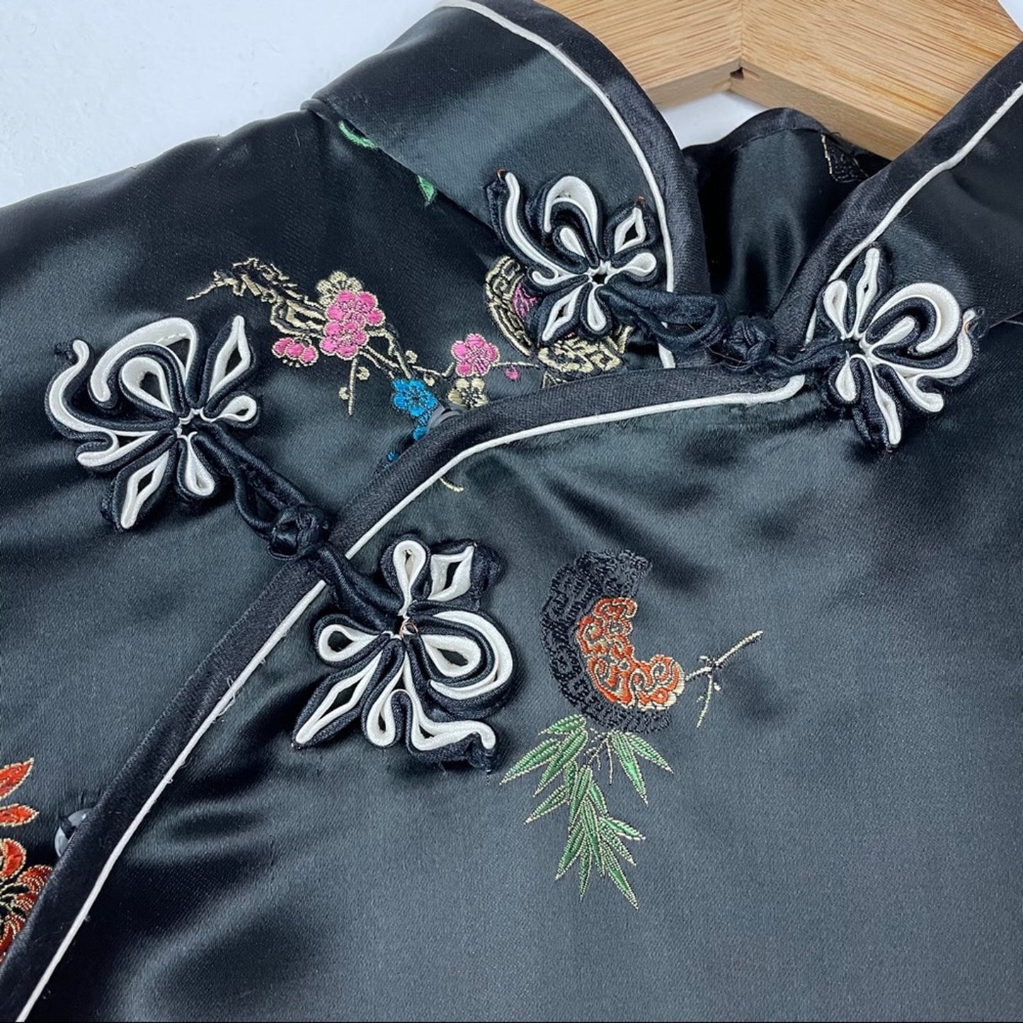 Vintage | Black Silky Cheongsam Dress Asian Style Evening Dress