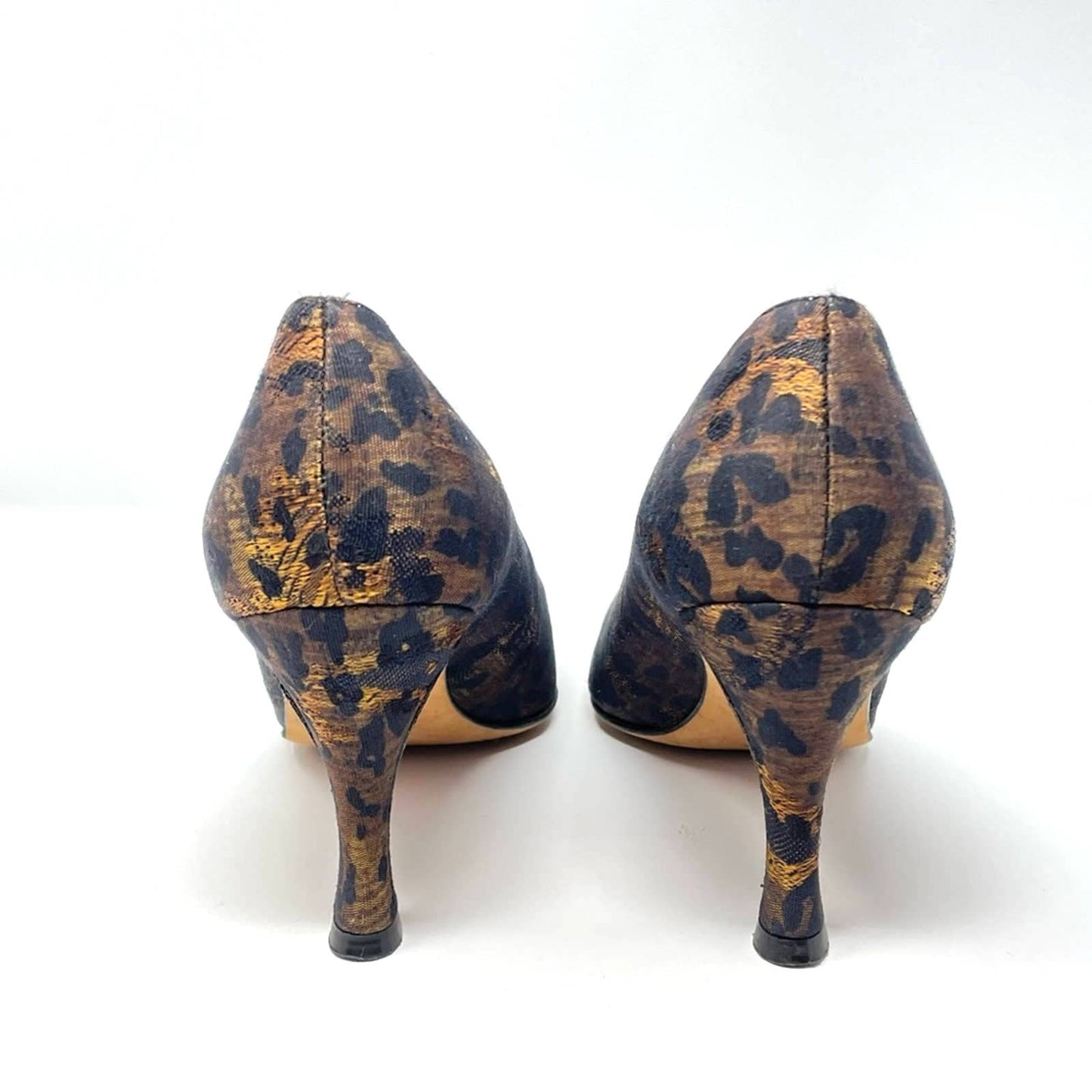 Vintage Leopard Print Heels 6.5 Unusual Shape Heel Pumps