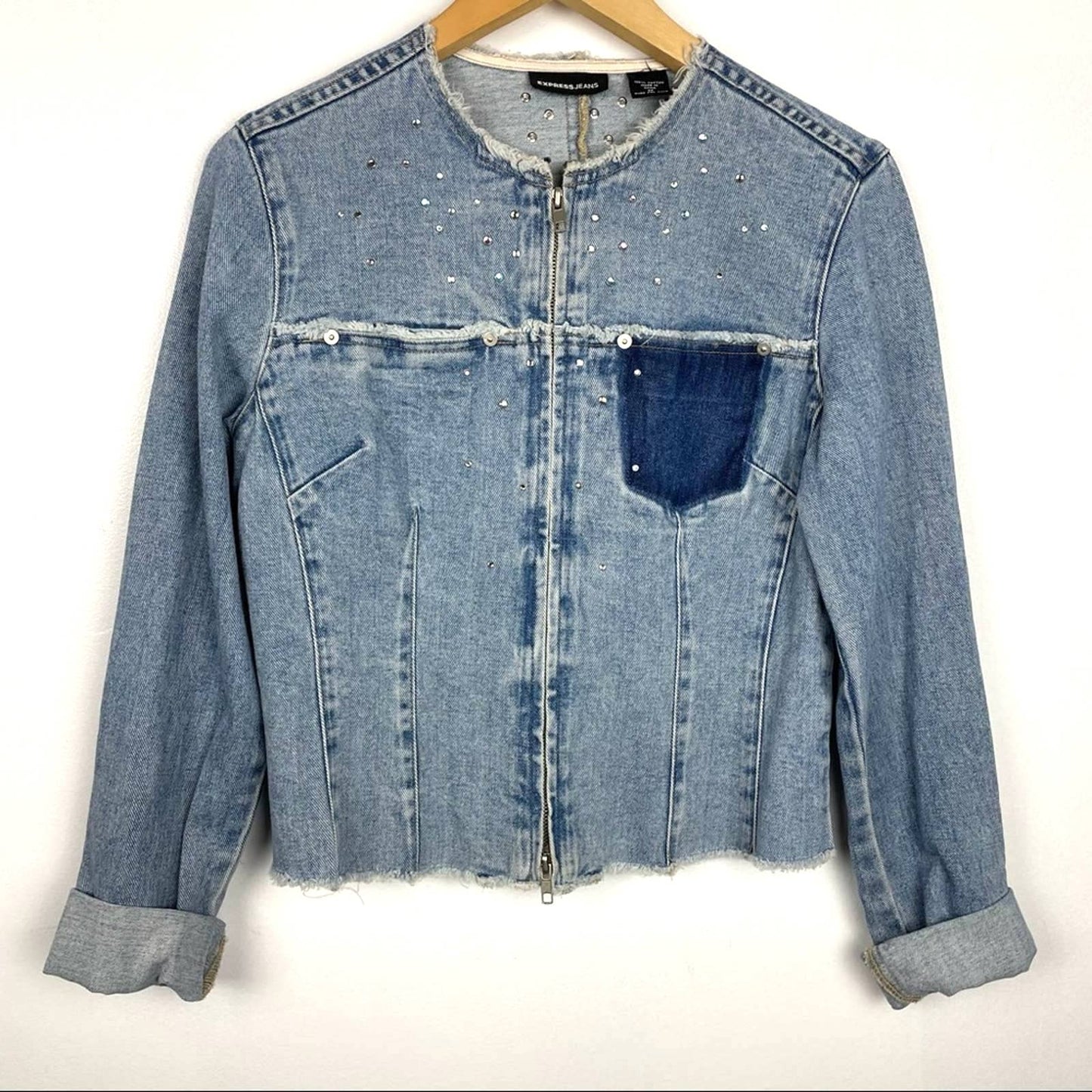 Vintage Express Jeans | Denim Jacket with Sparkles Rhinestones