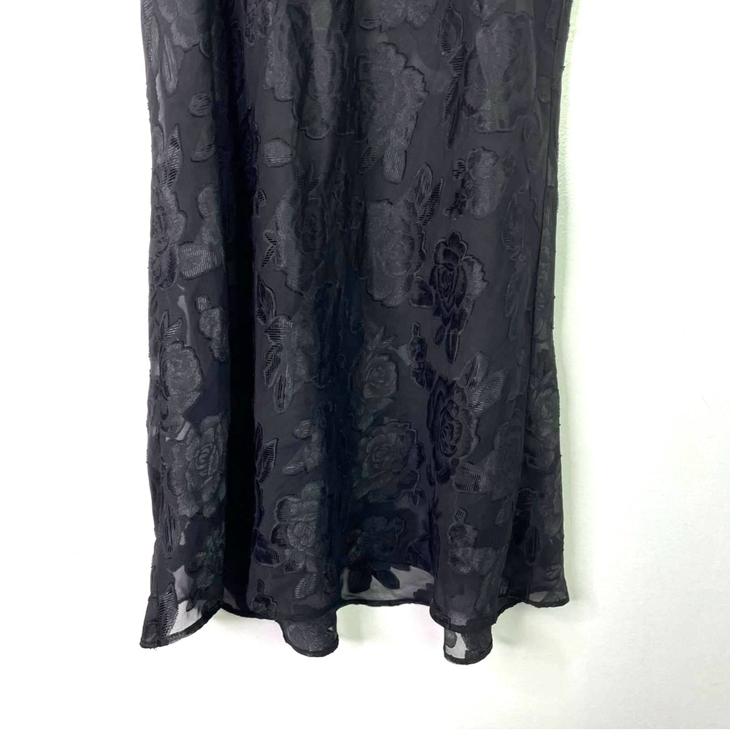 Oscar de la Renta Black Sheer Slip Top Large Floral Roses