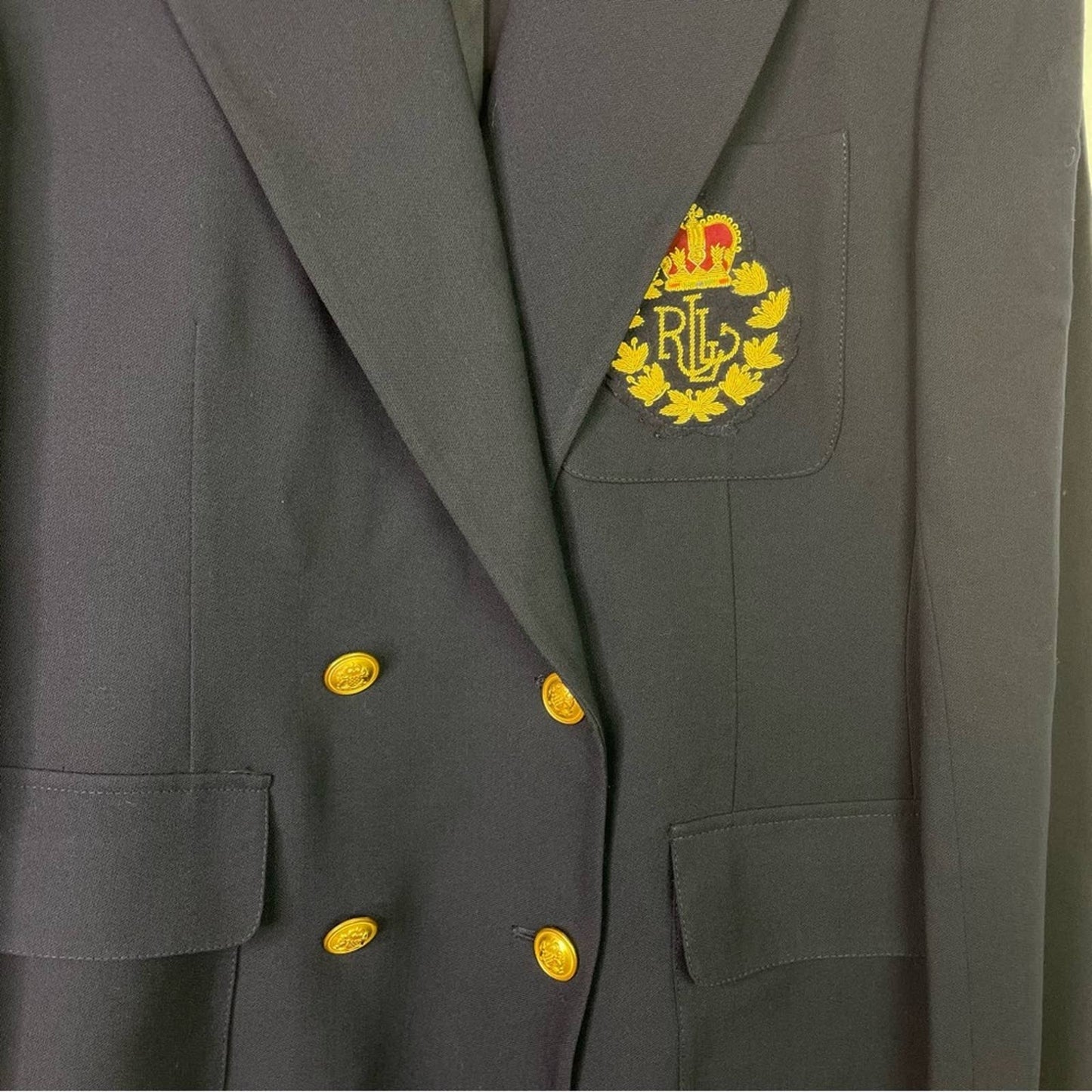 Ralph Lauren | Vintage Navy Blue Blazer Double Breasted Wool Emblem