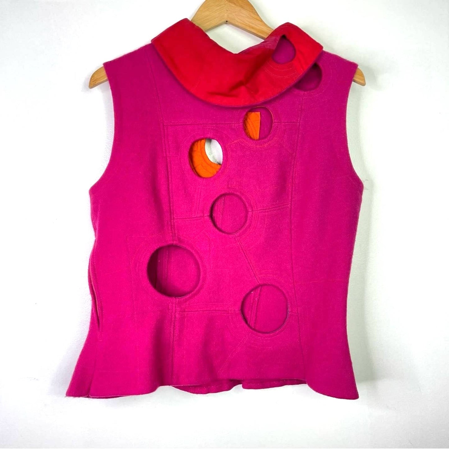 Pink and Red Top Unique Futuristic Bright Tank Top Felt Structured