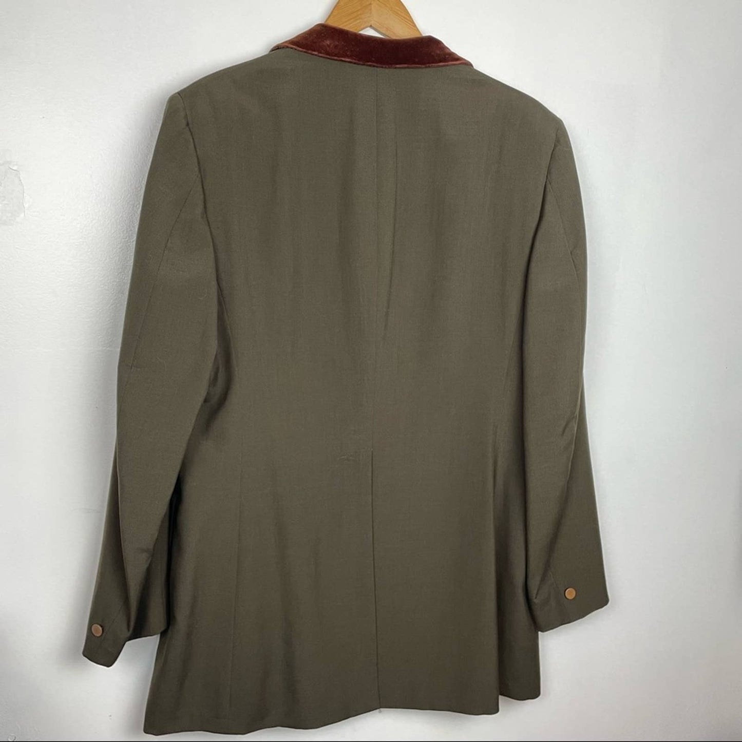 Vintage Mens Dress Jacket Blazer Smoking Jacket Green Brown Velvet