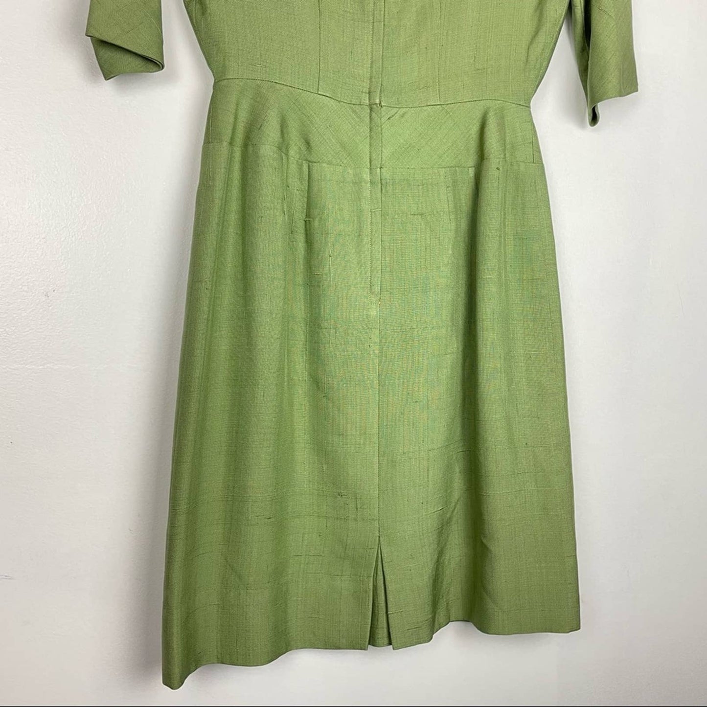 I. Magnin | Vintage Green Dress 3/4 Sleeve Fit & Flare