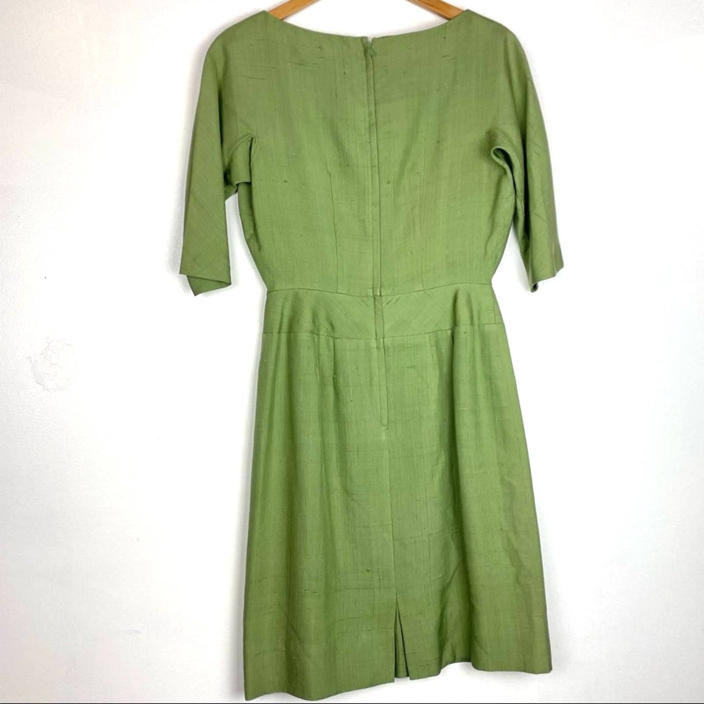 I. Magnin | Vintage Green Dress 3/4 Sleeve Fit & Flare