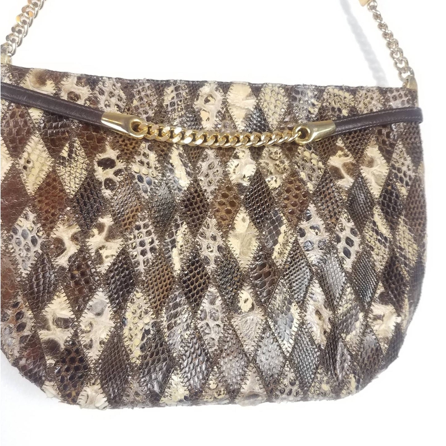 Vintage Rosenfeld Snake Skin Purse Handbag Brown