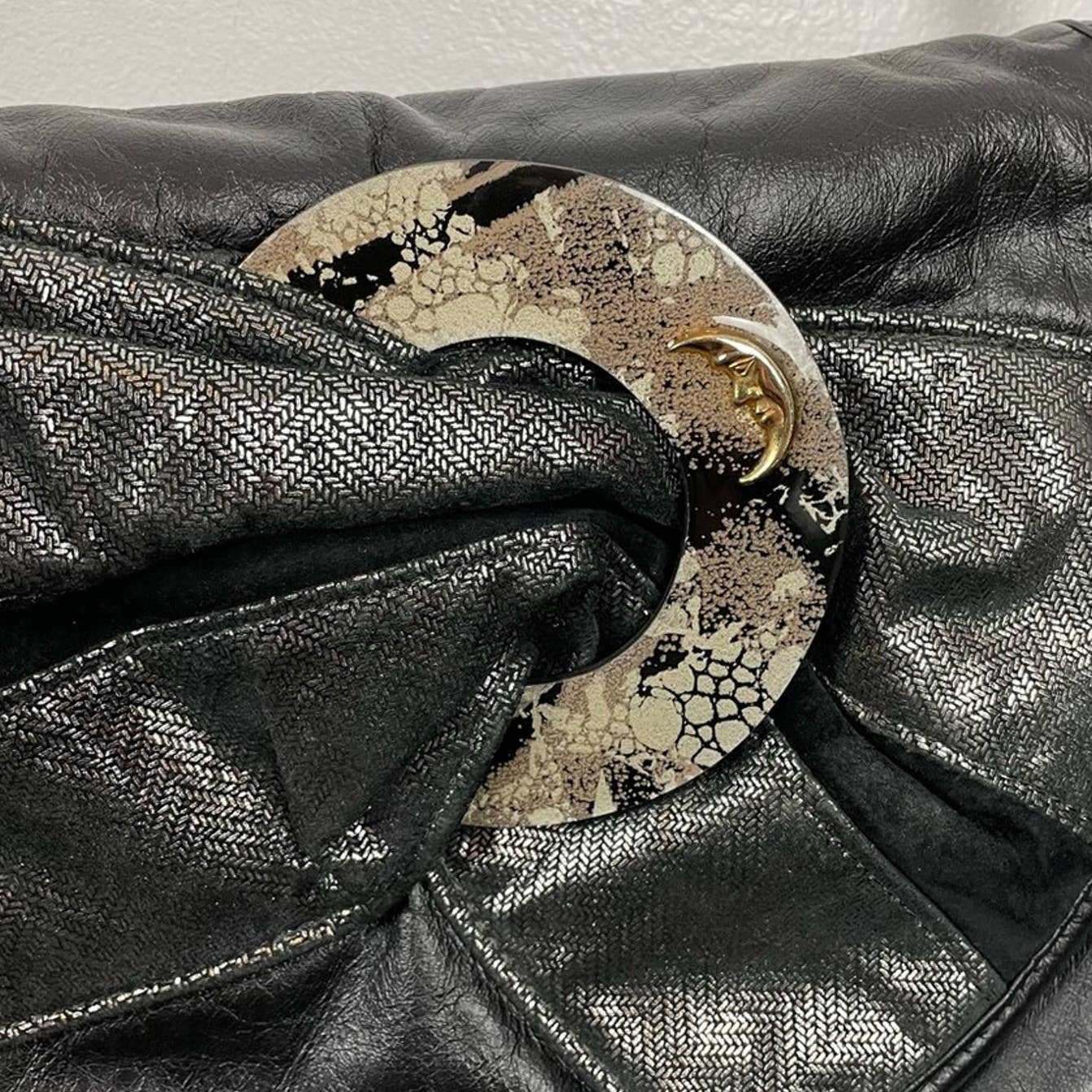 Vintage Moonbags Leather Purse Black Patricia Smith Designs 1980s