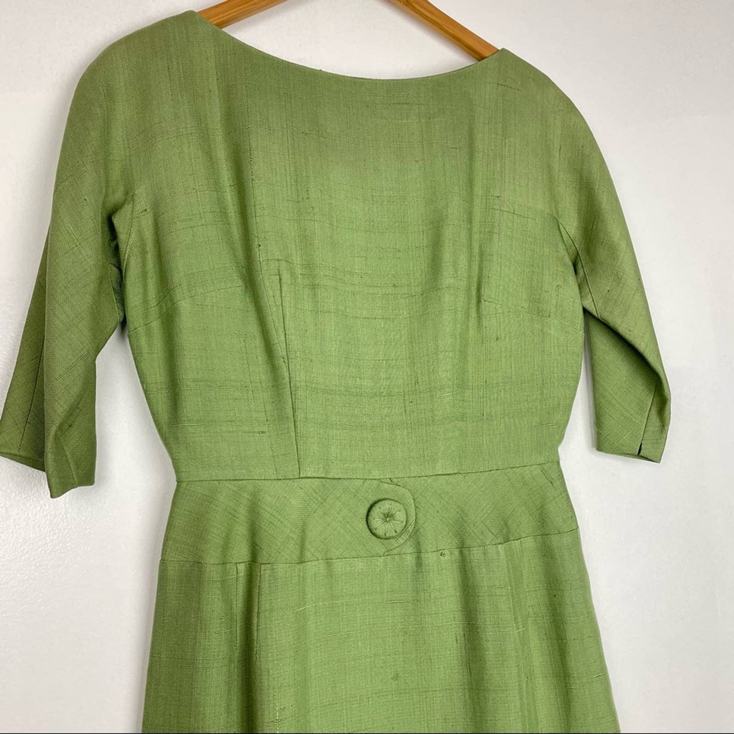 I. Magnin | Vintage Green Dress 3/4 Sleeve Fit & Flare