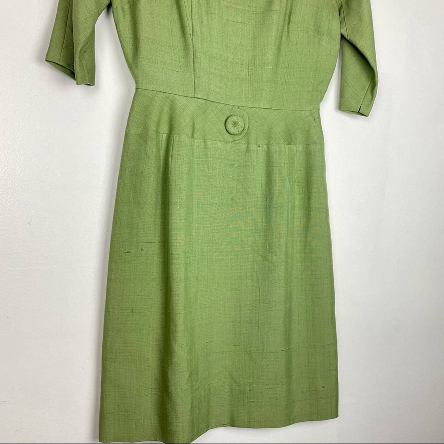 I. Magnin | Vintage Green Dress 3/4 Sleeve Fit & Flare