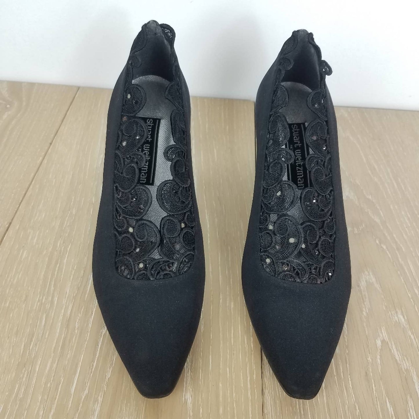 Stuart Weitzman | Vintage Black Pumps Lace Jeweled 6.5