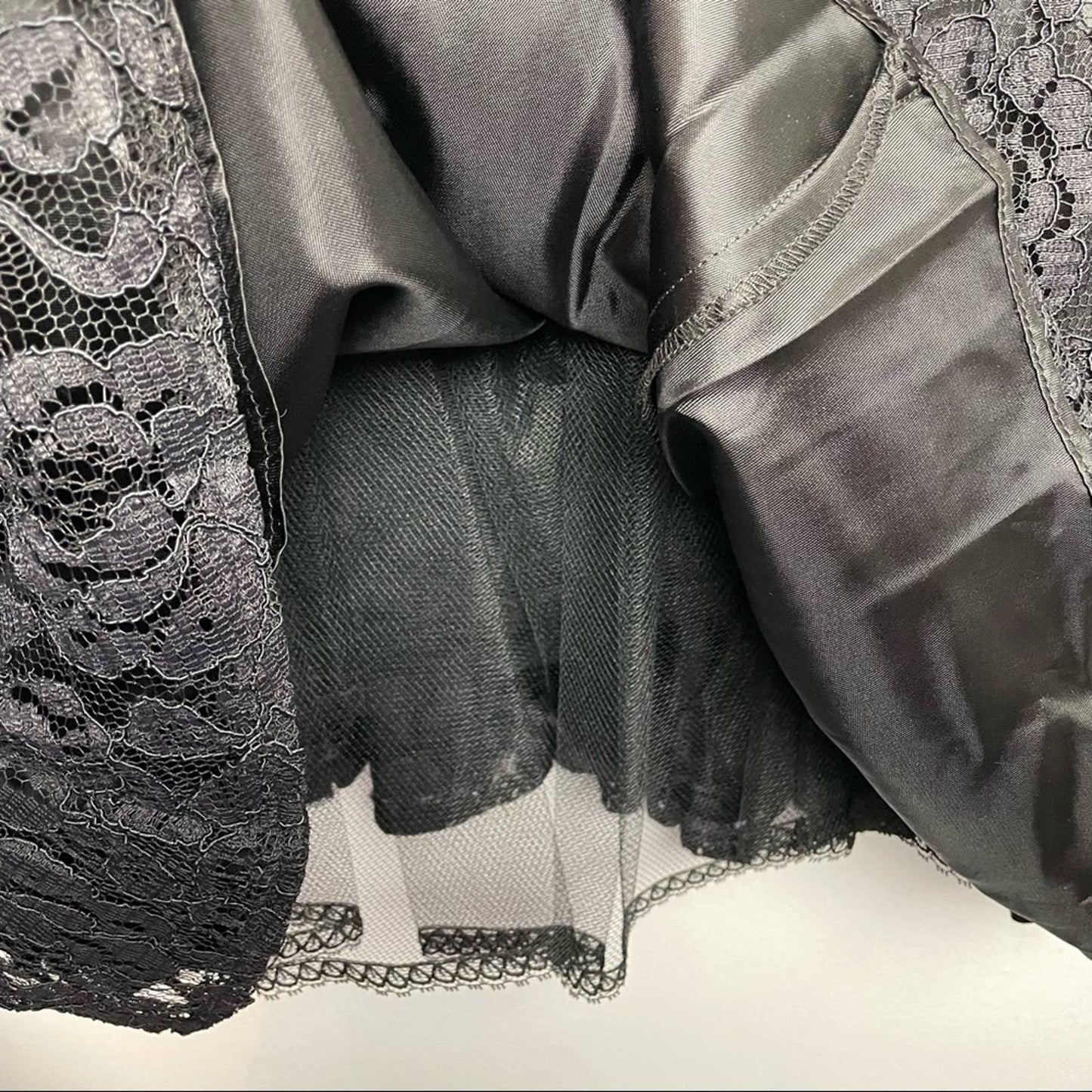 Vintage Black Lace Cocktail Dress Big Bow Pearls Rhinestones