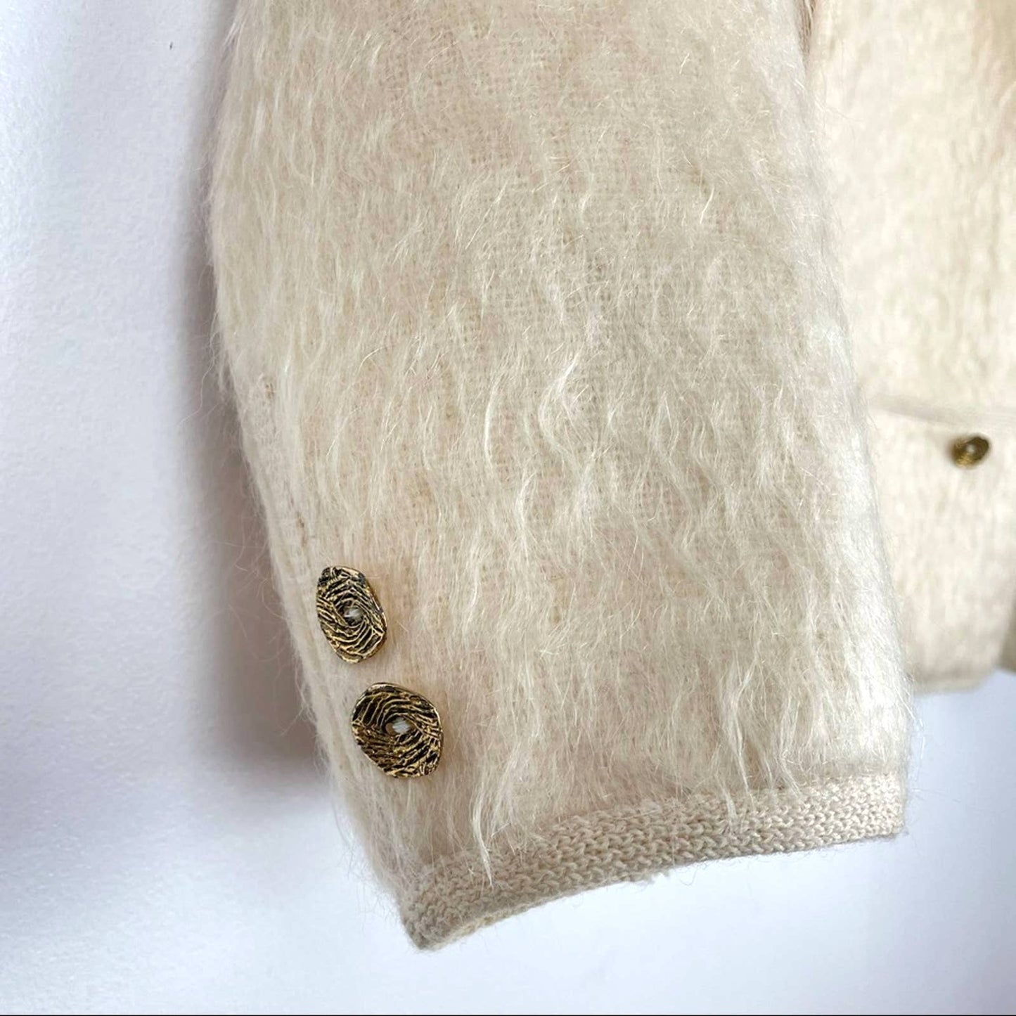 Vintage Wool Mohair Jacket Scotland Cream M