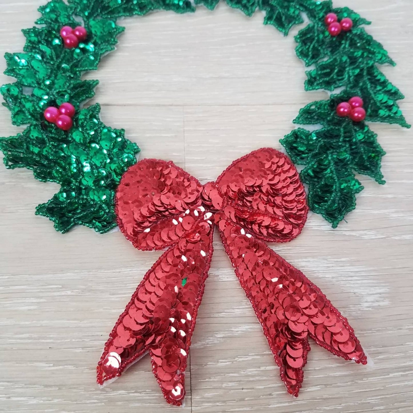 Vintage Christmas Wreath Sequin Embellishment