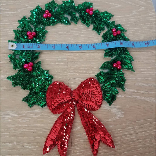 Vintage Christmas Wreath Sequin Embellishment