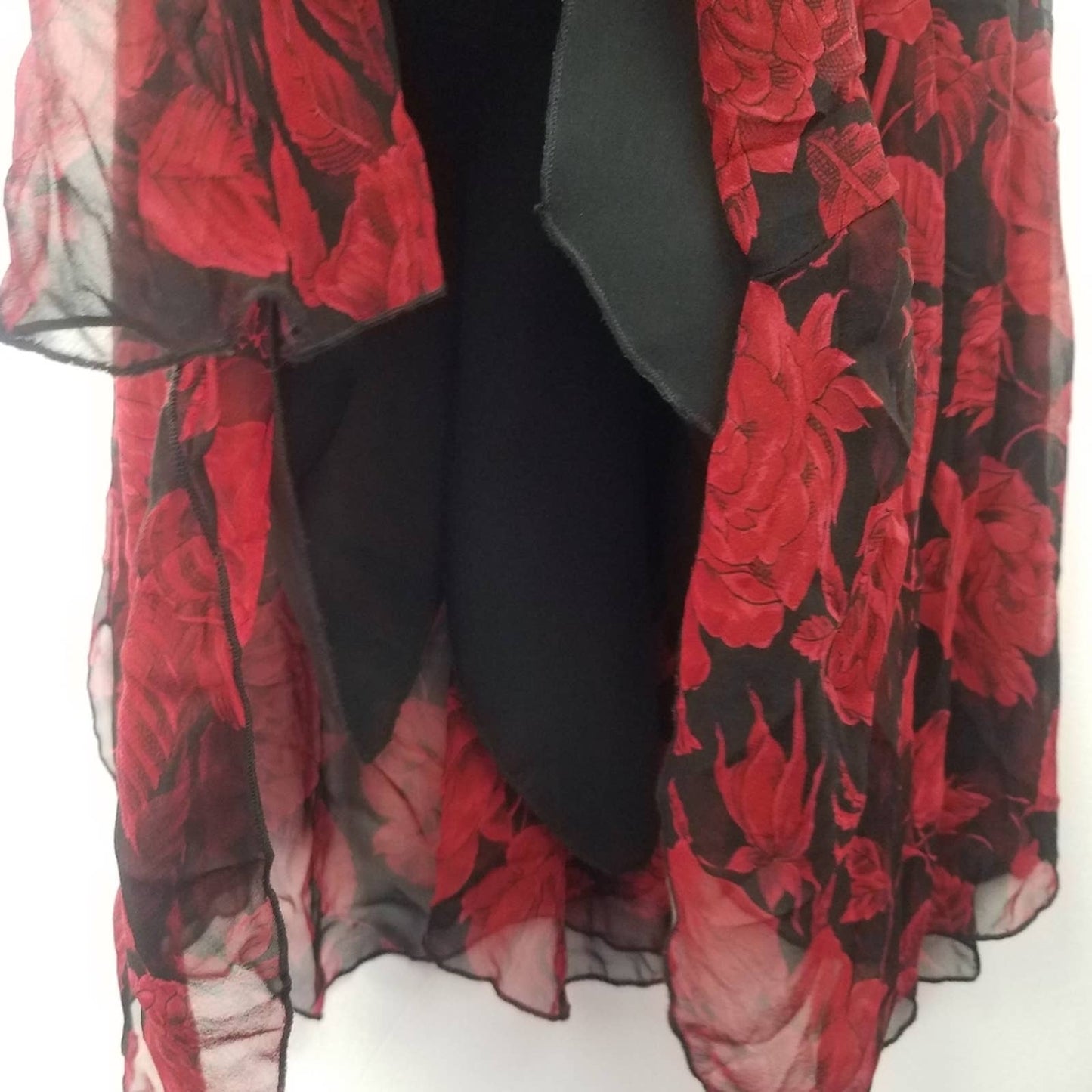 Mica | Red Rose 100% Silk Flowing Dress Vintage