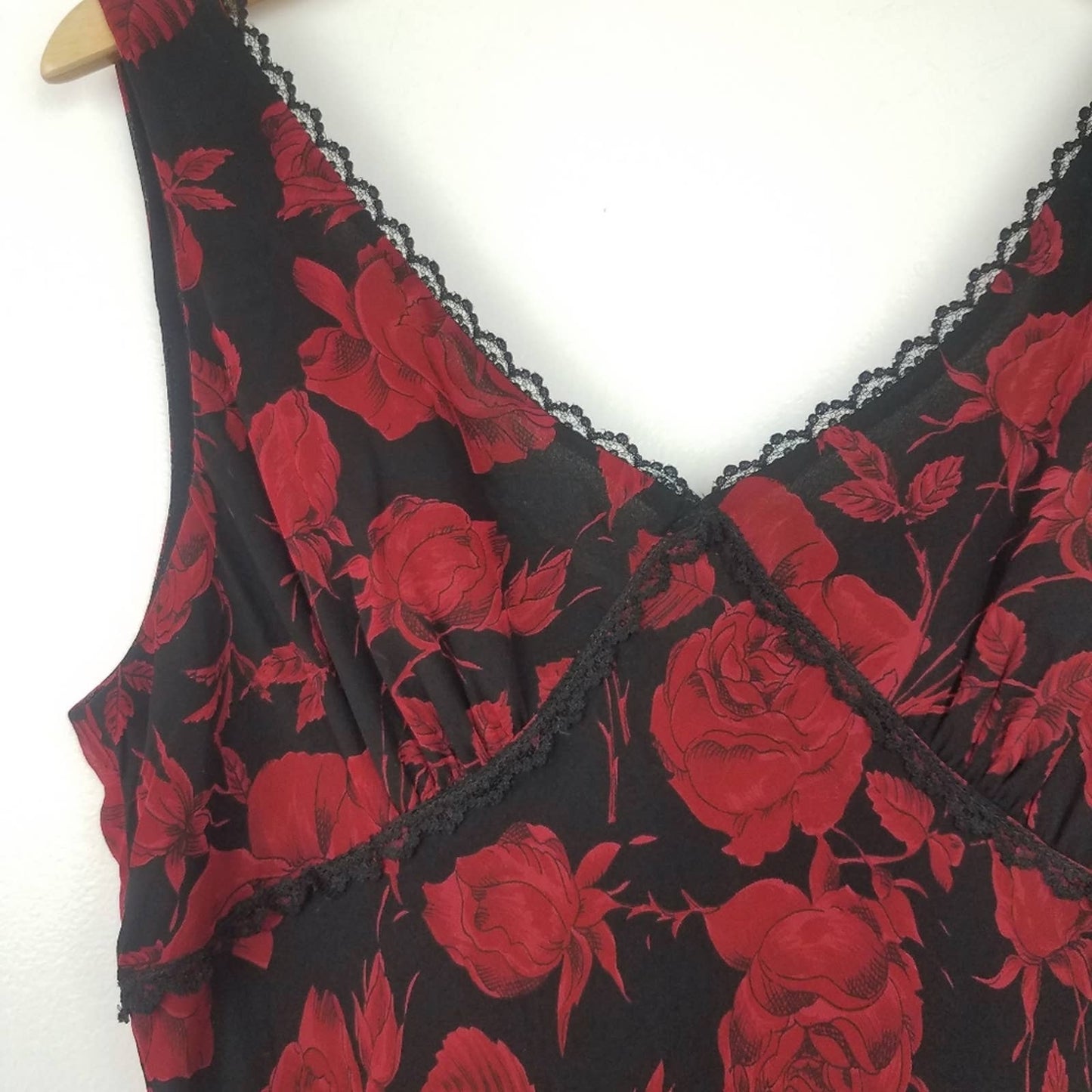 Mica | Red Rose 100% Silk Flowing Dress Vintage