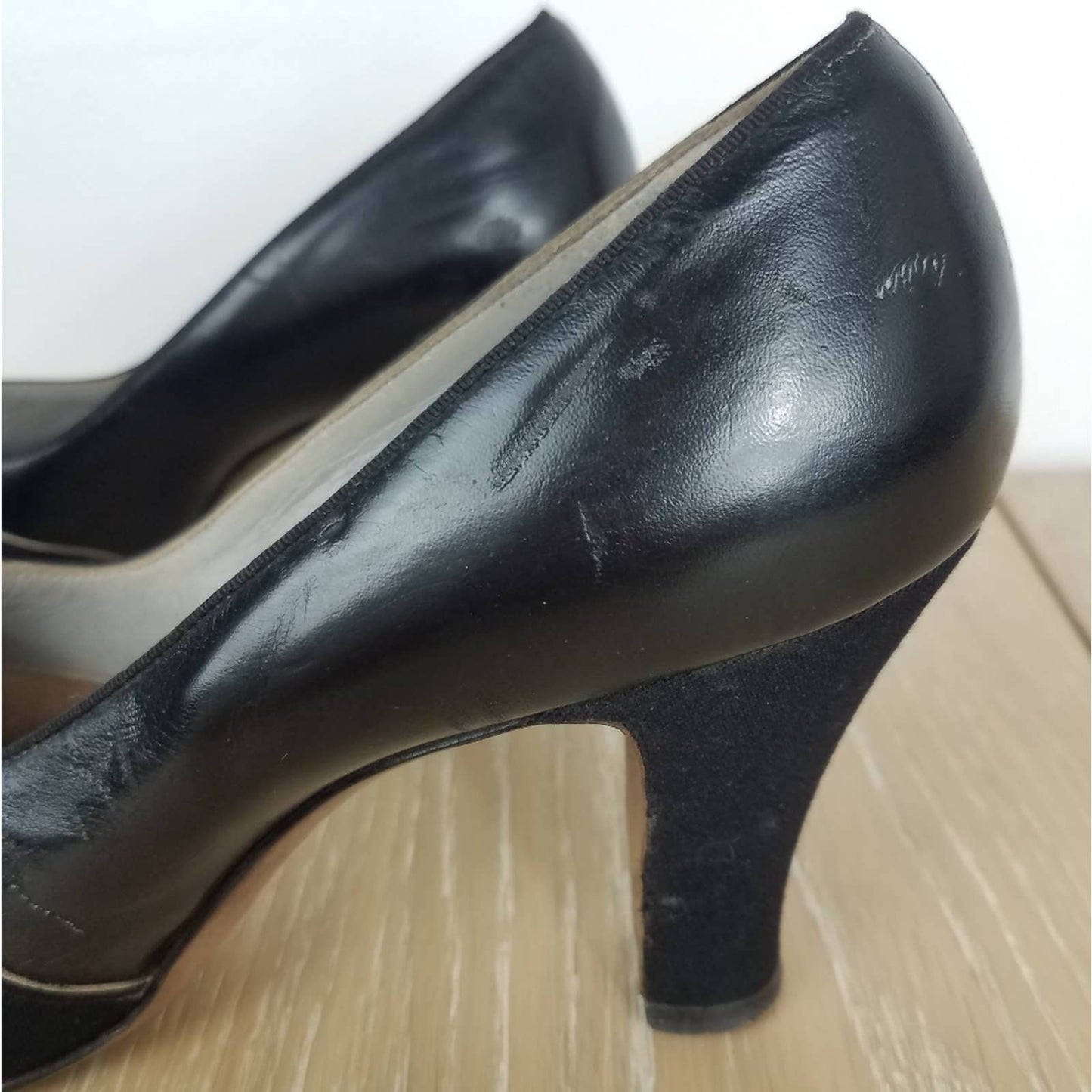 Vintage | 1940s Heels Black Bows 5.5 Nierman's