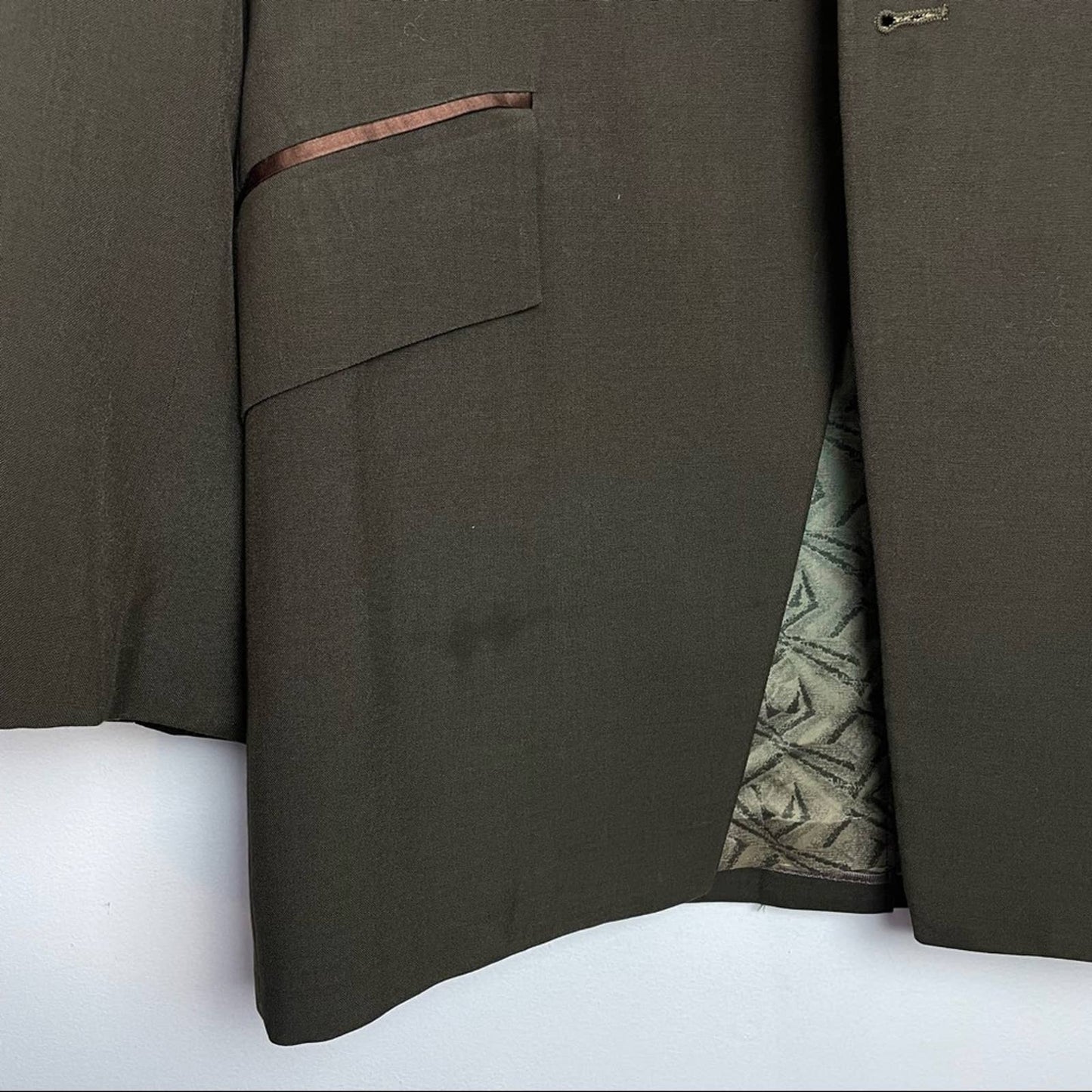 Vintage Mens Dress Jacket Blazer Smoking Jacket Green Brown Velvet
