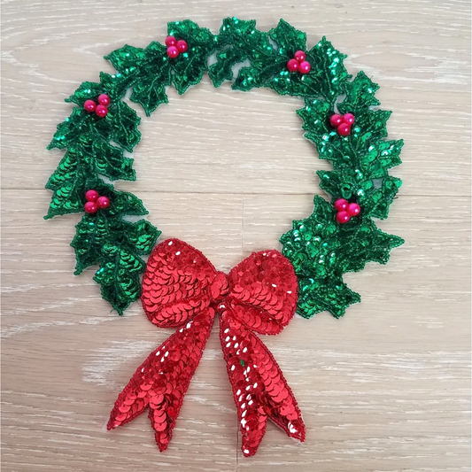 Vintage Christmas Wreath Sequin Embellishment