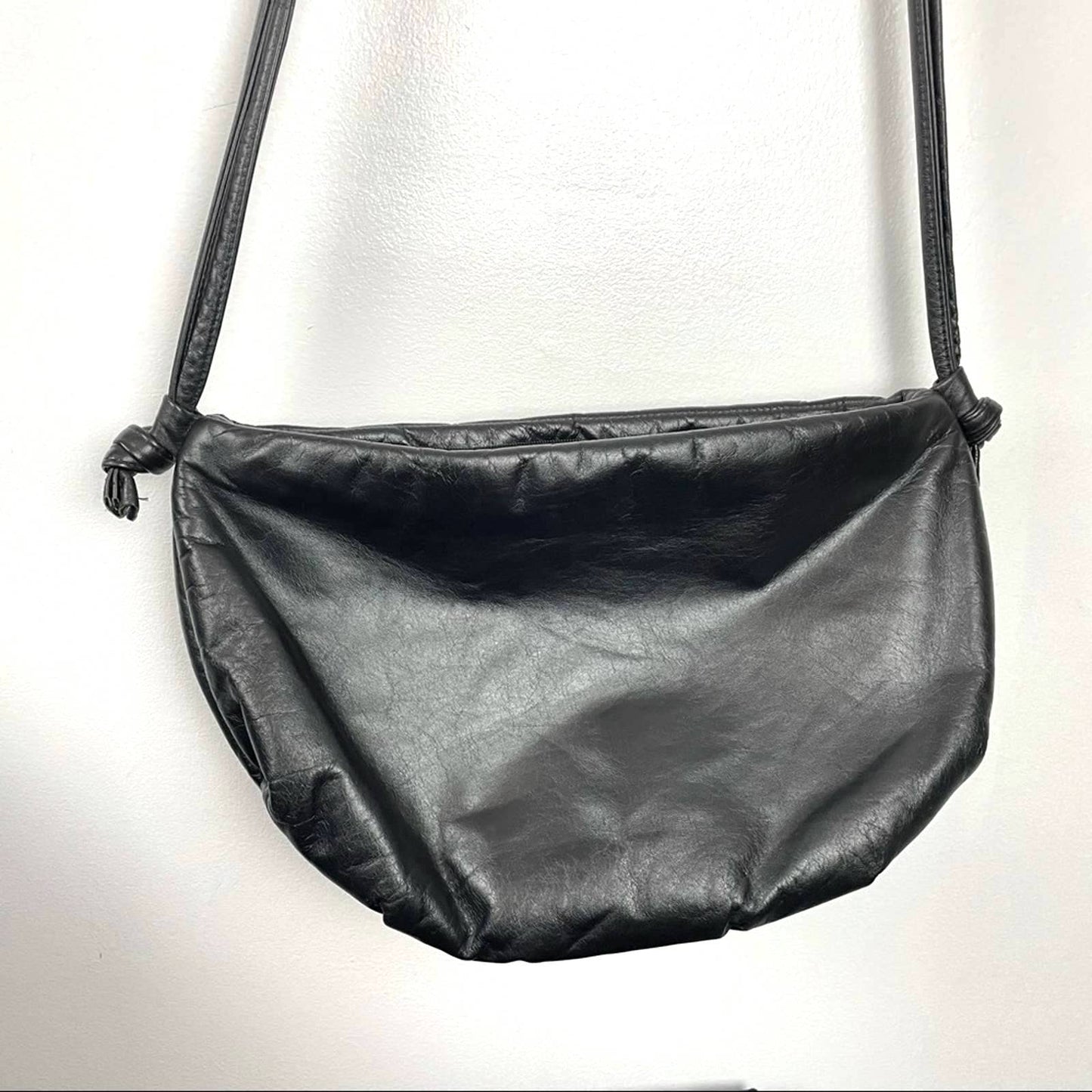 Vintage Moonbags Leather Purse Black Patricia Smith Designs 1980s