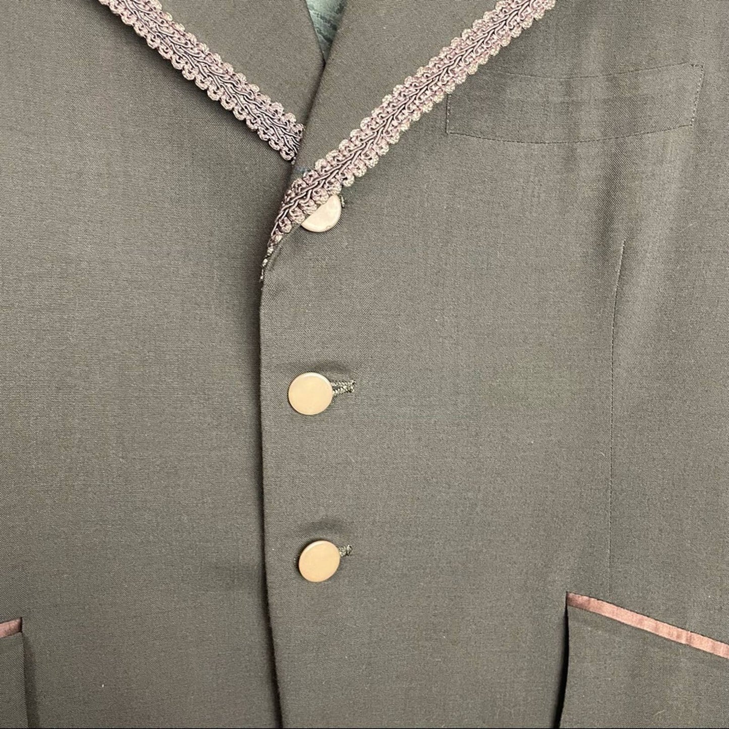 Vintage Mens Dress Jacket Blazer Smoking Jacket Green Brown Velvet
