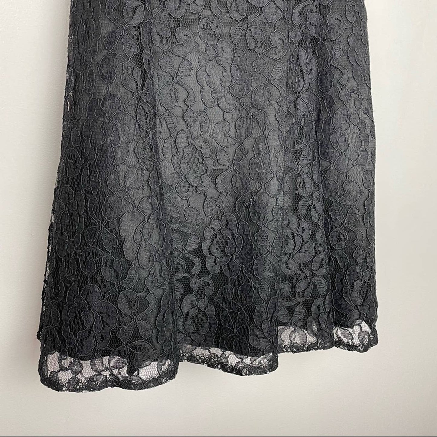 Vintage Black Lace Cocktail Dress Big Bow Pearls Rhinestones